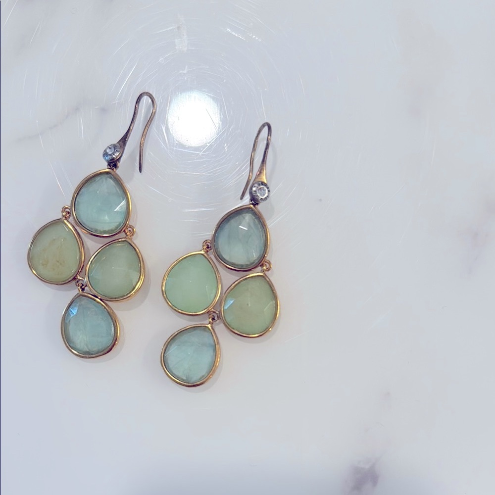 Henri Bendel Elegant Gold and Green Drop Earrings
